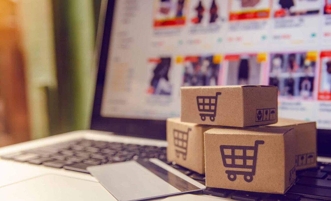 A shopper makes purchases from an online store.